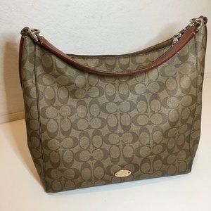 COACH | Celeste Leather Hobo Bag, Signature Brown